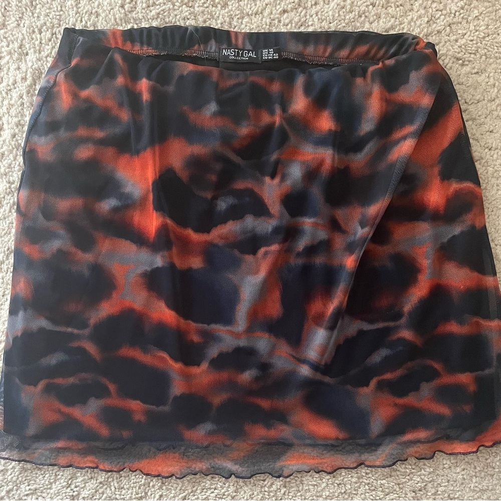 NWOT nasty gal mesh printed mini skirt